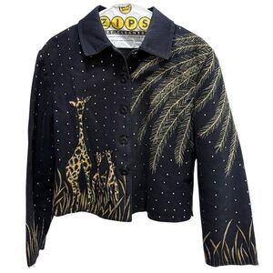 Anage Artistic Embroidered Giraffe Jacket – Blazer